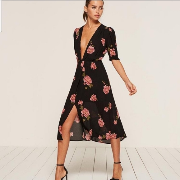 Reformation Dresses & Skirts - Reformation Anja Black Floral Midi Dress - XS